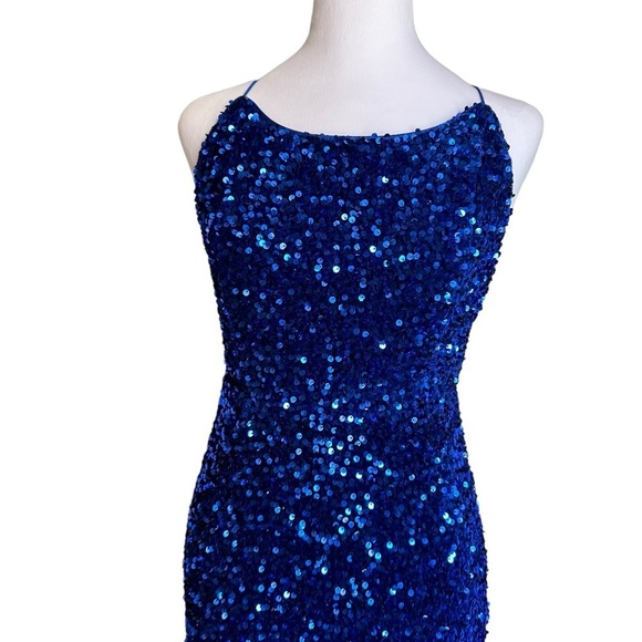 LOVE & LEMONADE Round Neck Strap Sleeveless Slim Fit Sequin Party Dress … - Picture 15 of 17